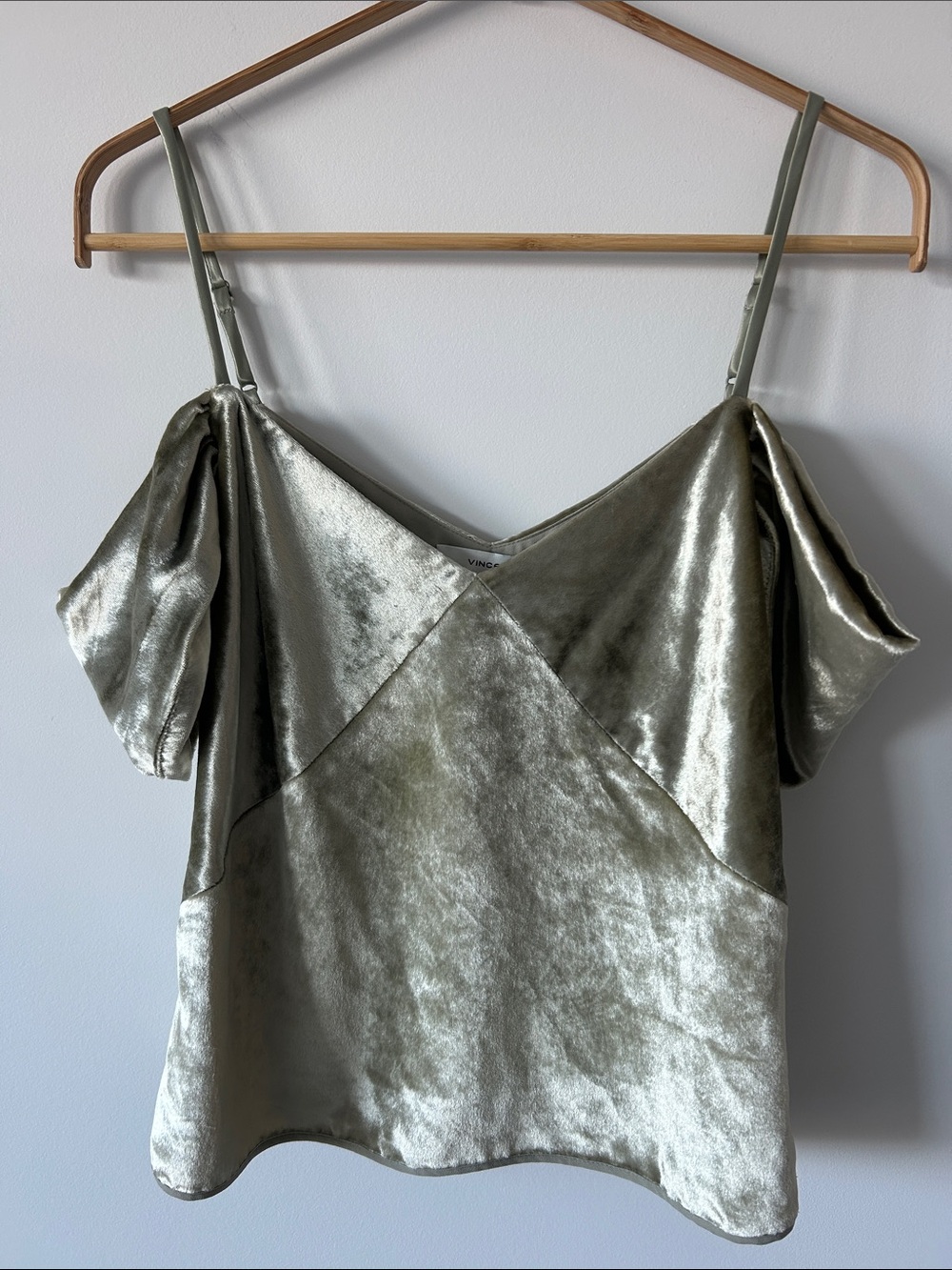 Vince Sage Velvet Off The Shoulder Cold Shoulder Draped Cami Blouse Size 4